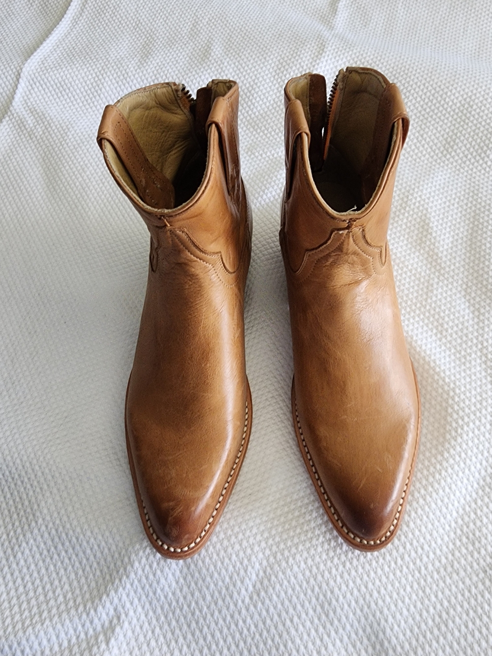 Stetson Chestnut Leather Western Zip Ankle Boots